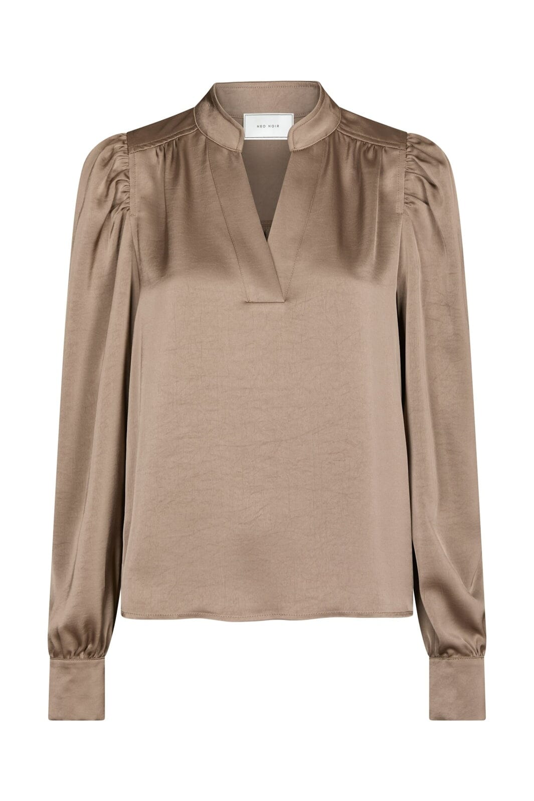 Neo Noir - Rosslyn Heavy Sateen Blouse 163769 - 811 - Dark Taupe