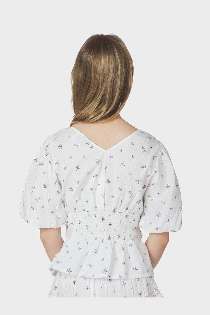 Neo Noir - Sapura Flower Dobby Blouse 166044 - 978 - Blue Flower