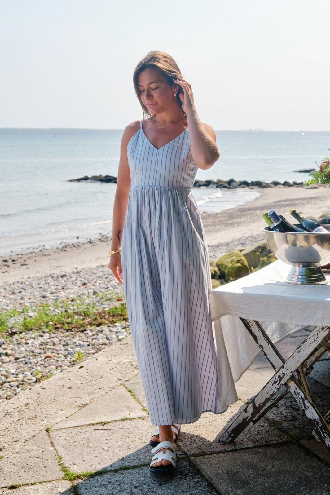 Forudbestilling - Neo Noir - Savani Stripe Dress 165479 - 145 - Light Blue Kjoler 