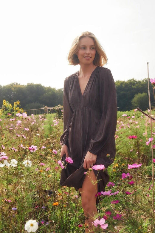 Neo Noir - Silfi Crepe Dress 166670 - 676 - Dark Brown Kjoler 