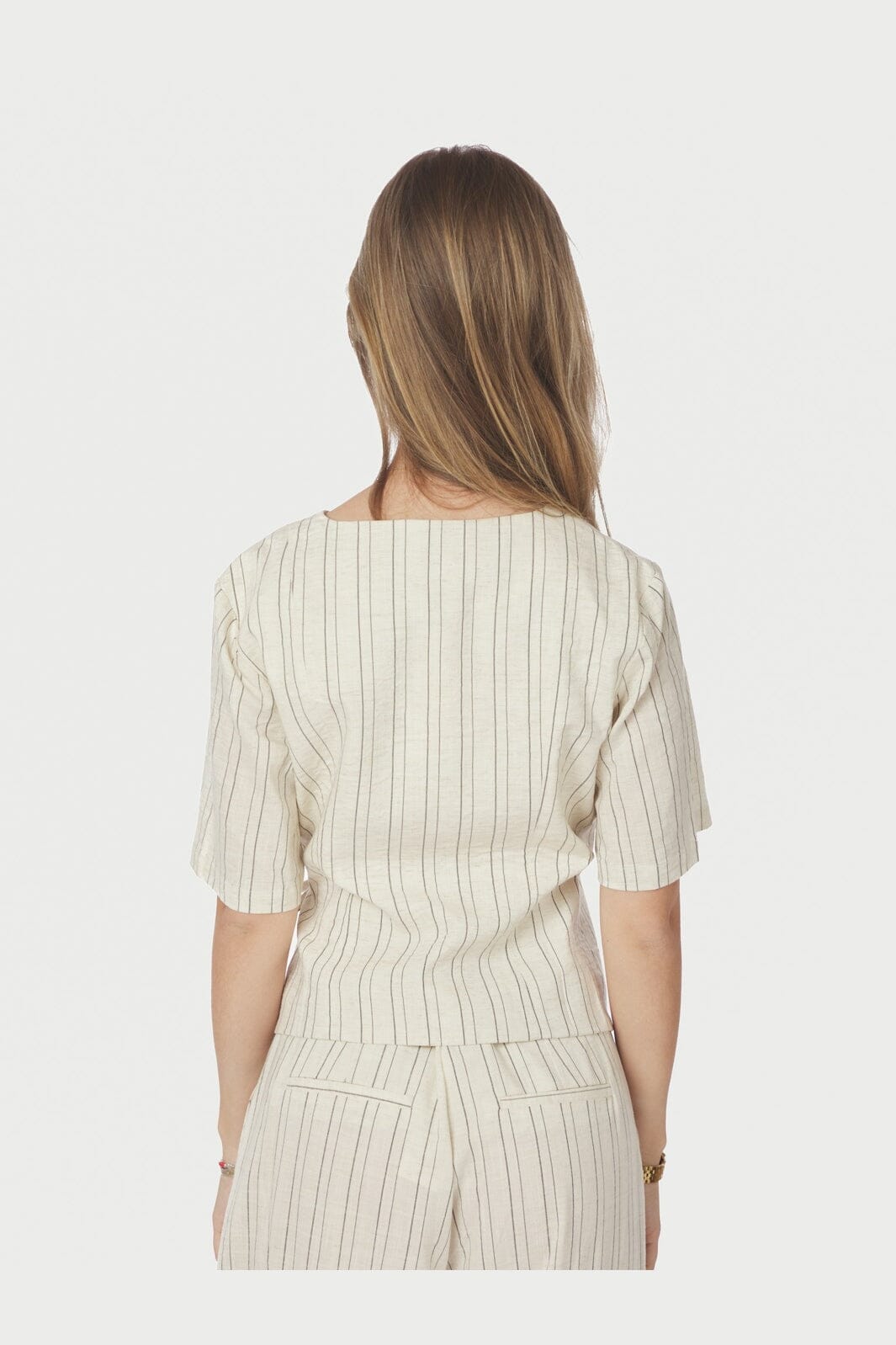 Neo Noir - Simmo Stripe Eyelet Blouse 167886 - 121 - Off White