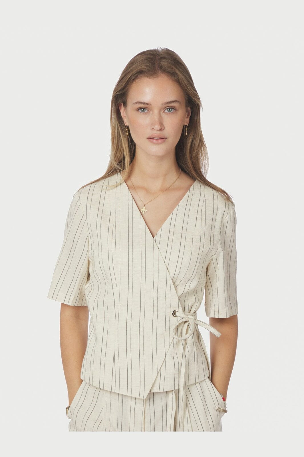 Neo Noir - Simmo Stripe Eyelet Blouse 167886 - 121 - Off White