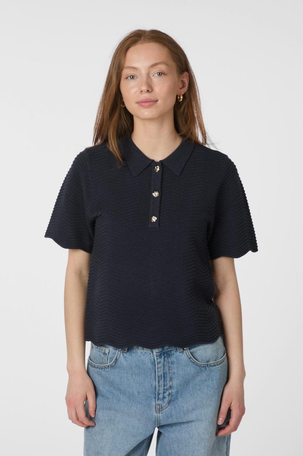 Neo Noir - Soko Wave Knit Tee 164605 - 678 - Midnight Blue