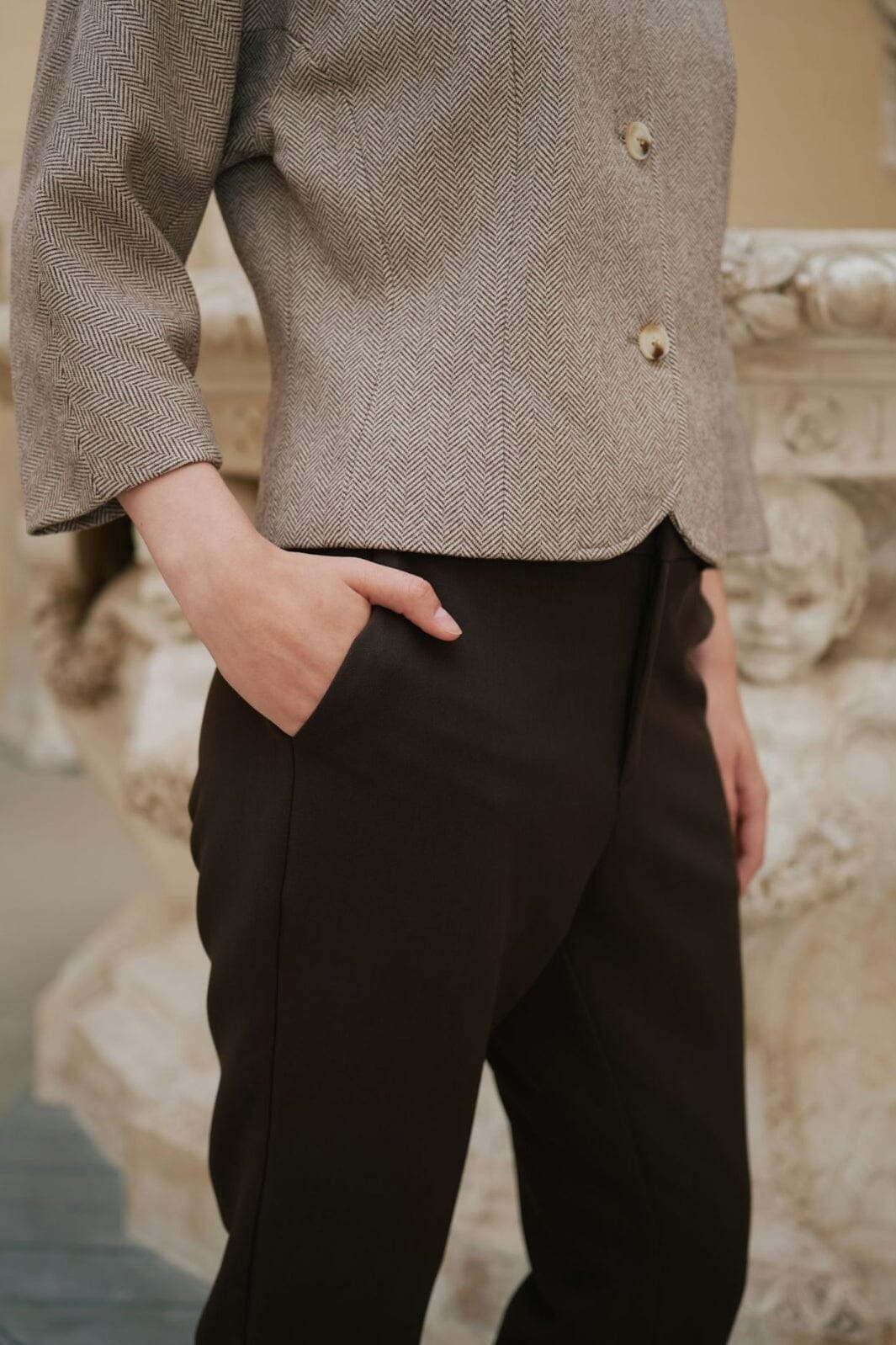 Neo Noir - Tasia Suit Capri Pants 163723 - 676 - Dark Brown Bukser 
