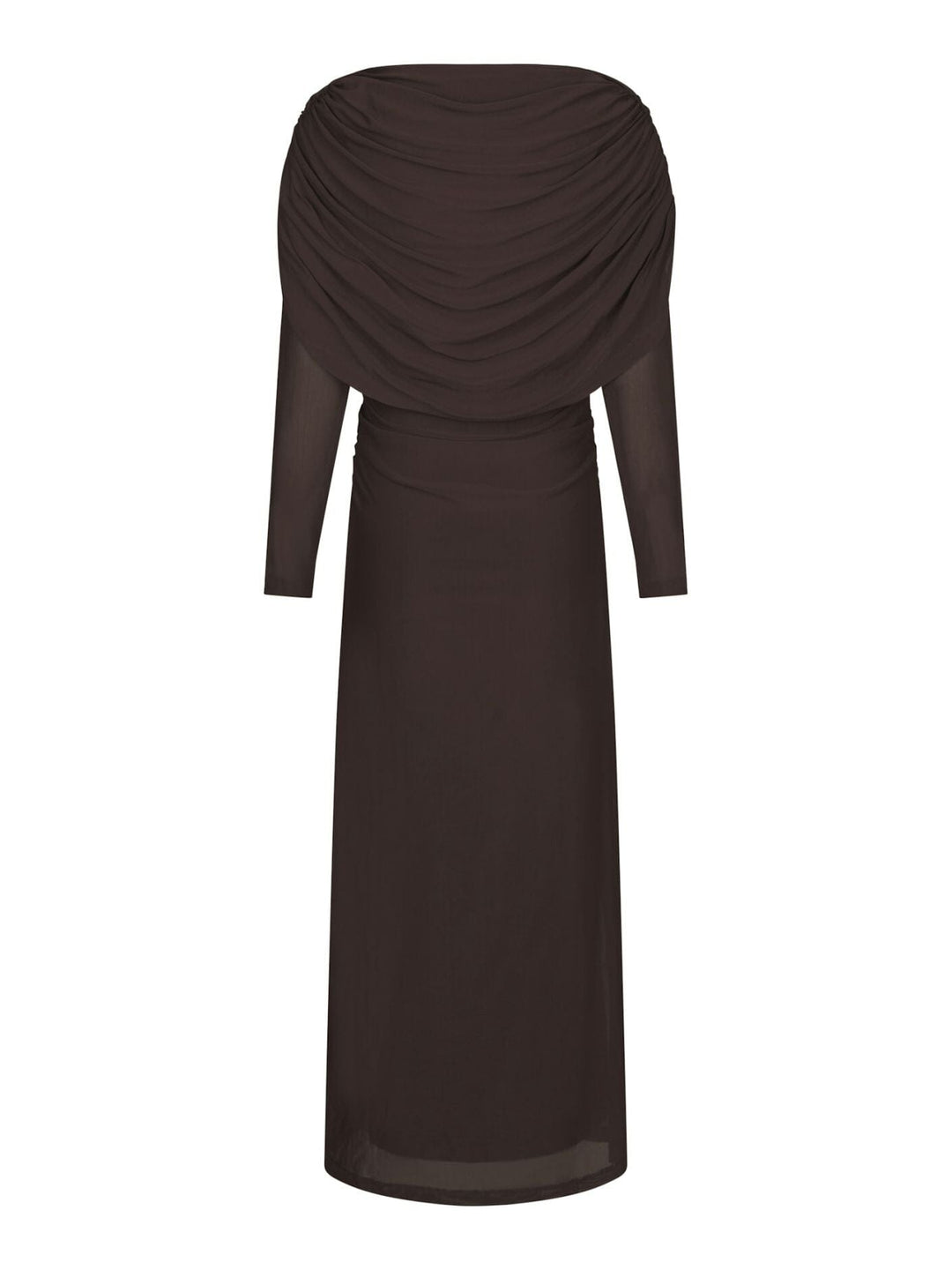 Neo Noir - Tattana Long Drapy Mesh Dress 170651 - 676 - Dark Brown Kjoler 