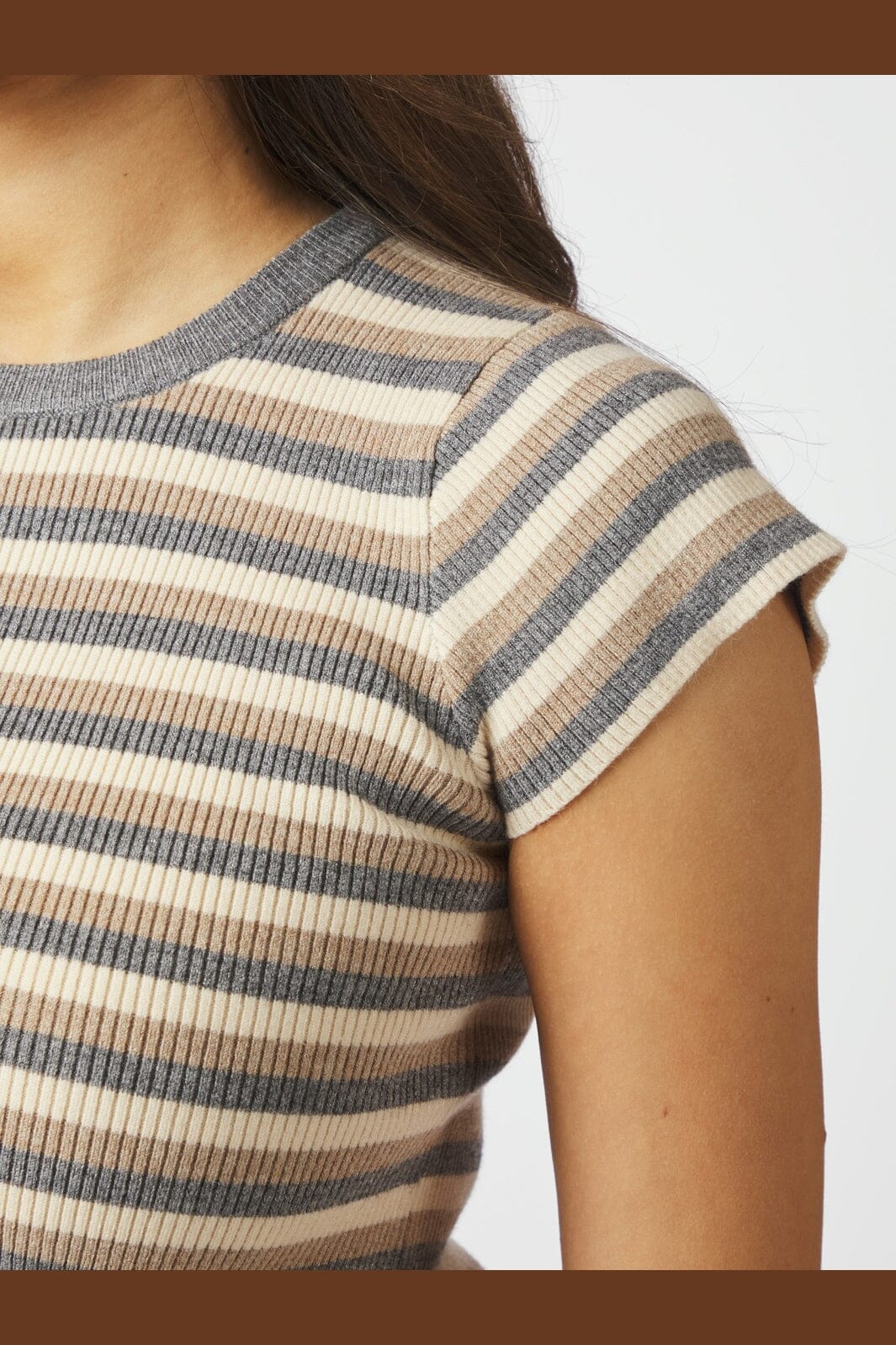 Neo Noir - Tirra Simple Stripe Knit Top 166630 - 130 - Grey