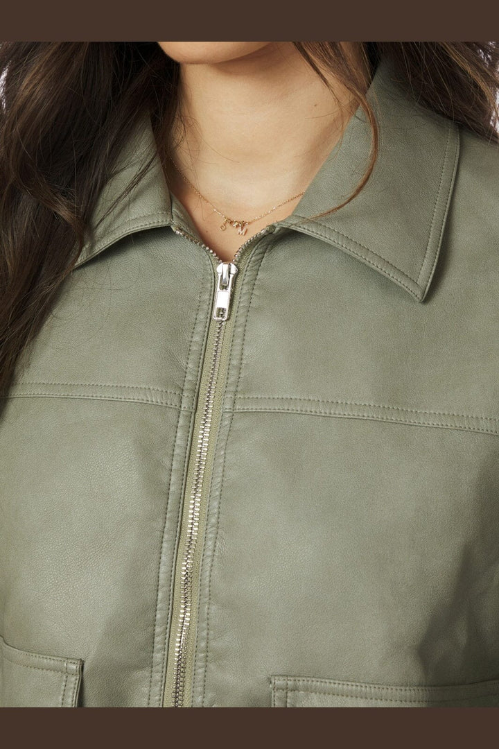 Neo Noir - Titan Faux Leather Jacket 164002 - 232 - Soft Green