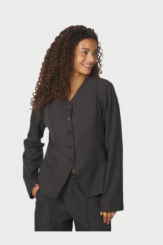 Neo Noir - Toots Structure Blouse 167142 - 104 - Dark Grey