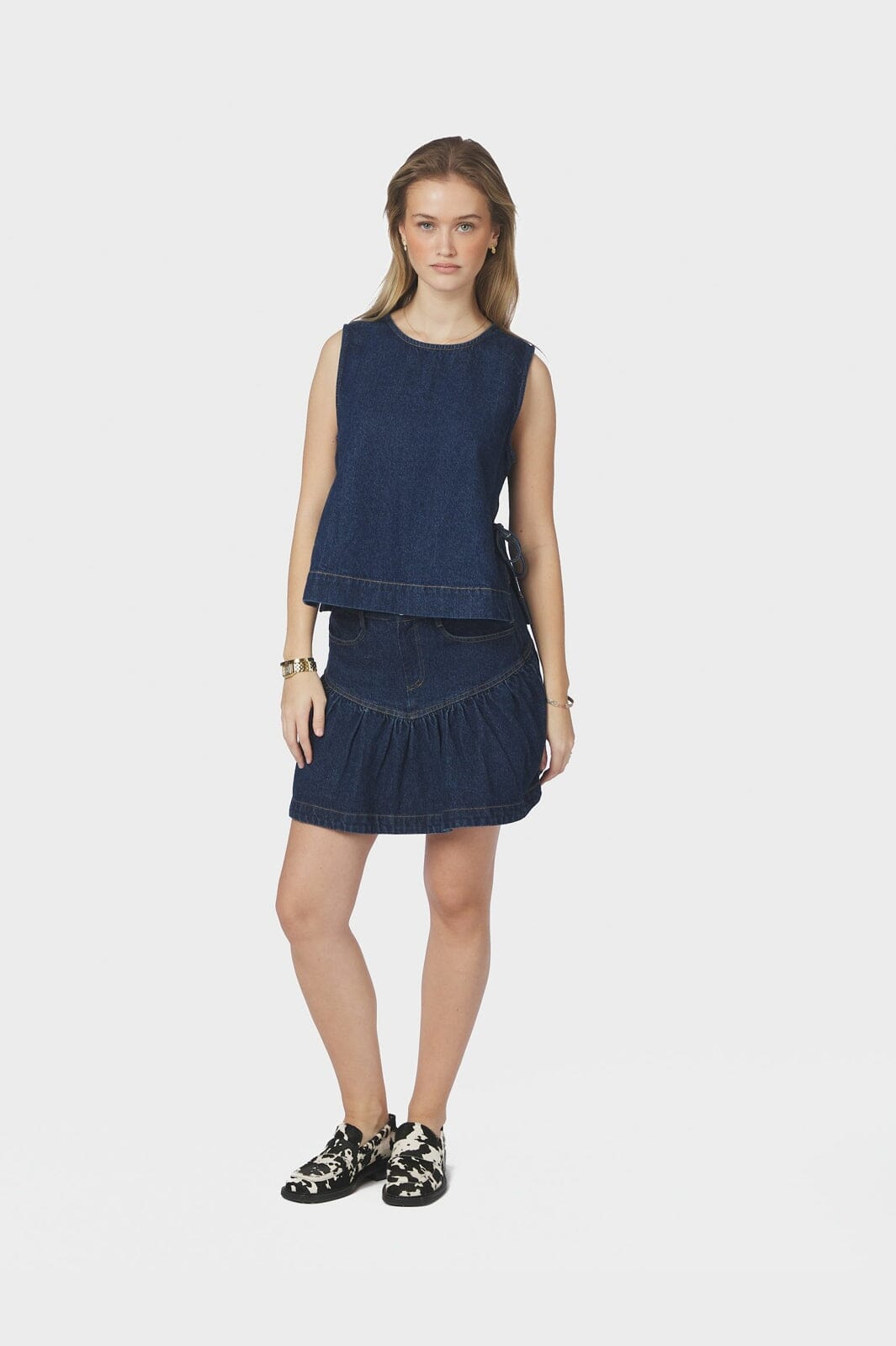 Neo Noir - Tripa Denim Frill Skirt 165971 - 140 - Blue