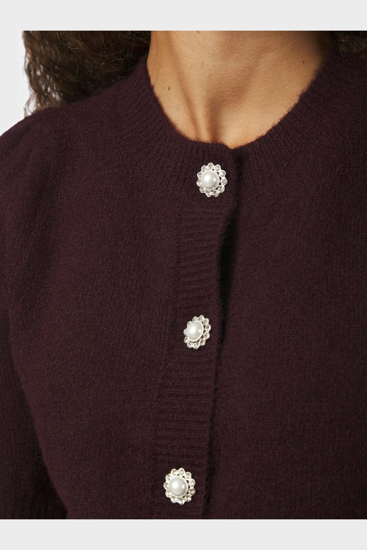 Neo Noir - Trudy Pearl Deco Knit Cardigan 167472 - 682 - Wine