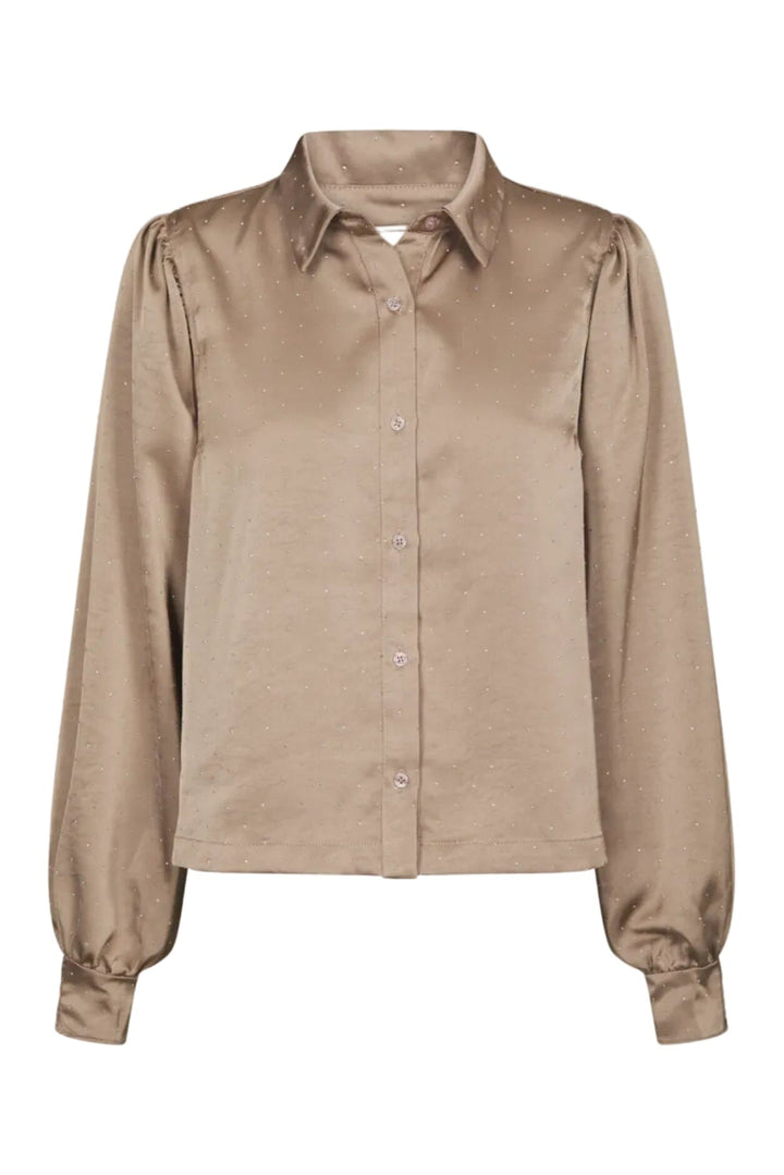 Neo Noir - Vacca Heavy Sateen Bedazz Shirt 167497 - 811 - Dark Taupe Skjorter 