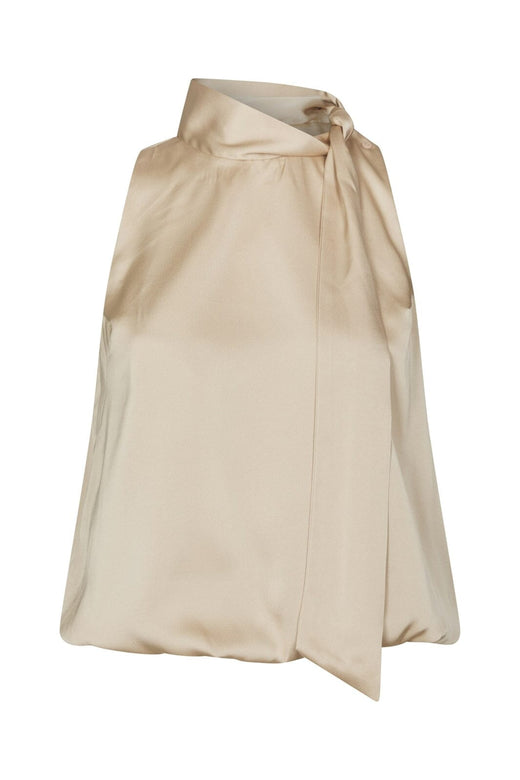 Neo Noir - Veda Drapy Satin Top 166605 - 125 - Dark Sand