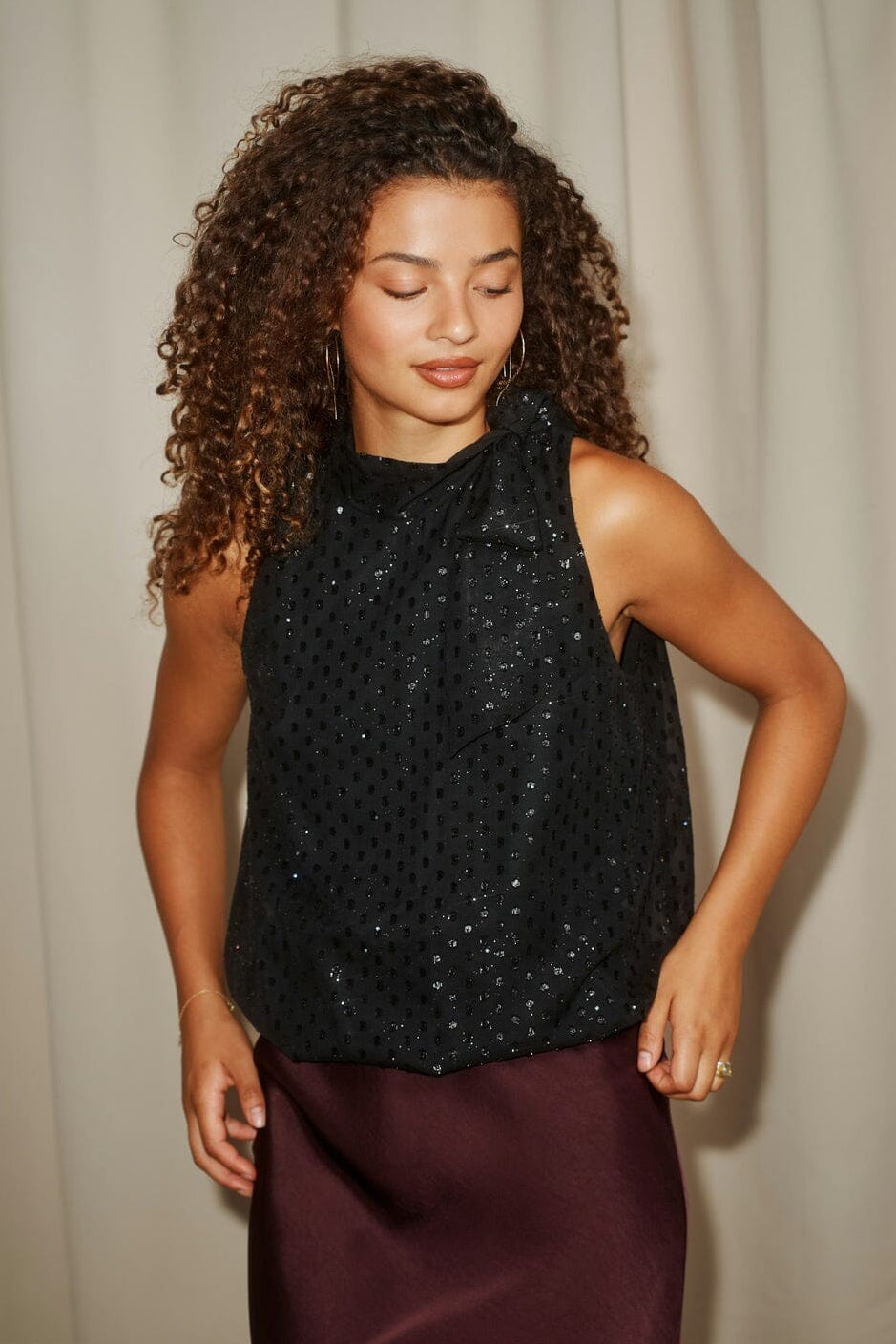 Neo Noir - Veda Glitz Dot Top 171181 - 100 - Black