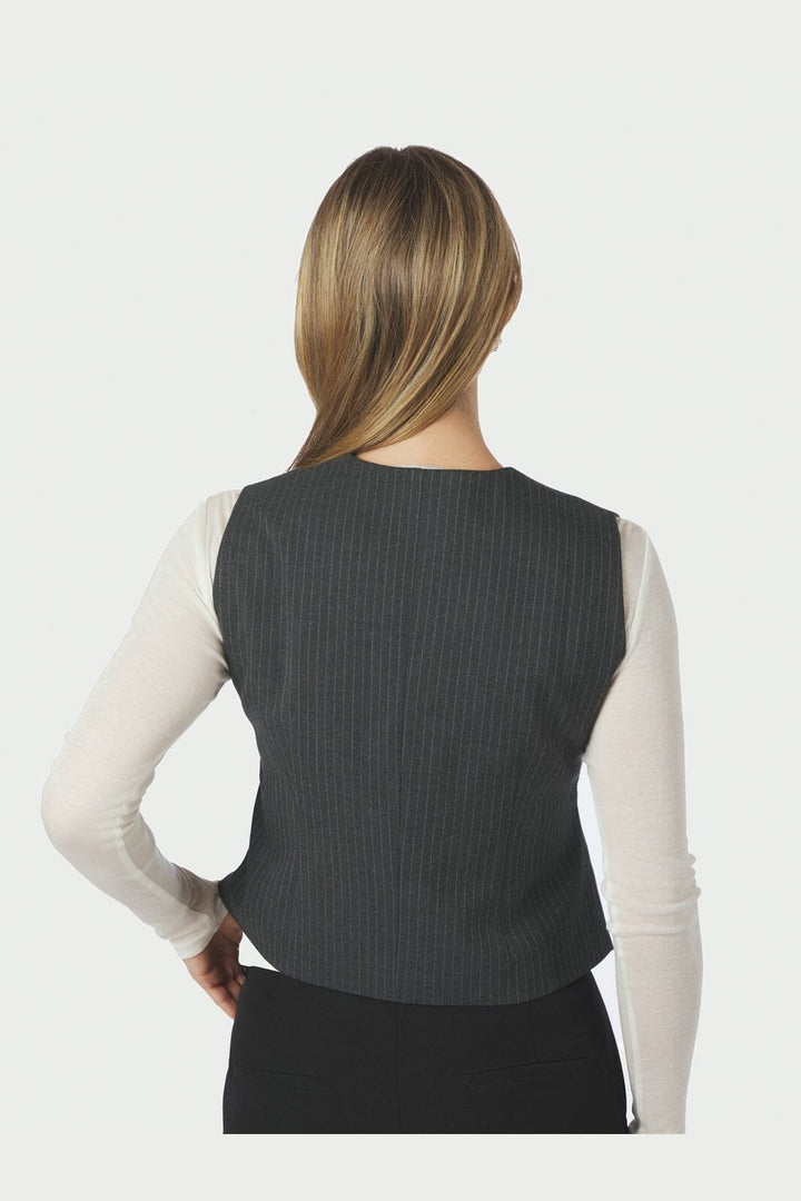 Neo Noir - Vendetta Slim Pinstripe Vest 170801 - 107 - Dark Grey Melange