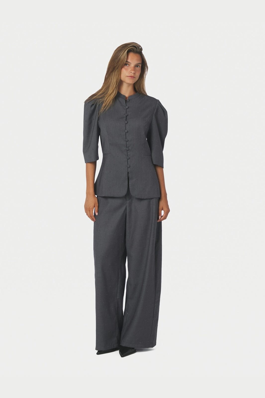 Neo Noir - Vittia Dobby Suit Blouse 170756 - 133 - Grey Melange