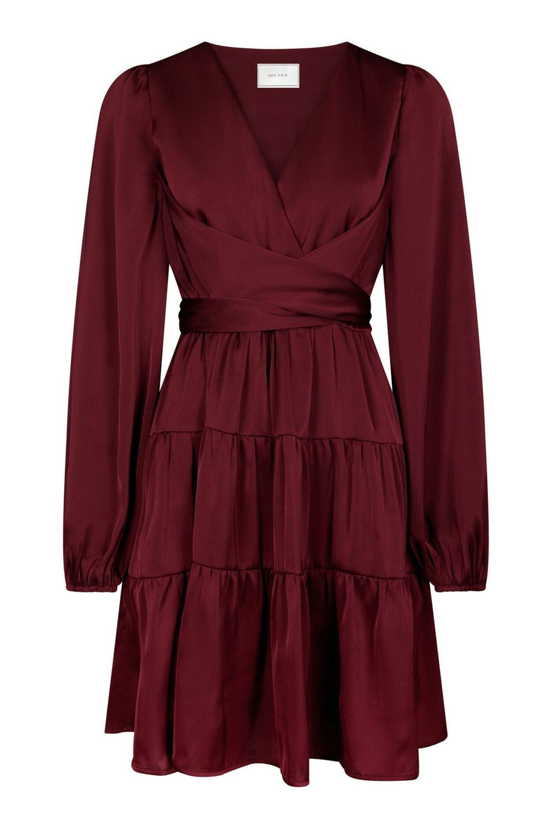 Neo Noir - Vivina Drapy Satin Dress 171618 - 174 - Burgundy Kjoler 
