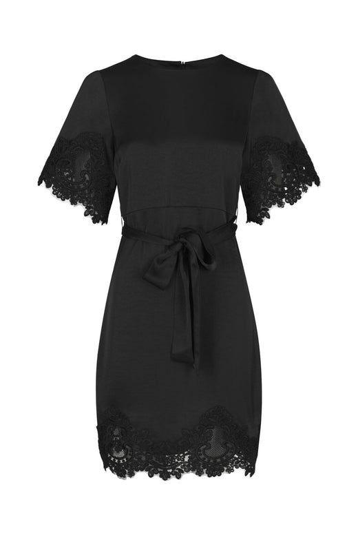 Neo Noir - Xelina Satin Lace Dress 171006 - 100 - Black