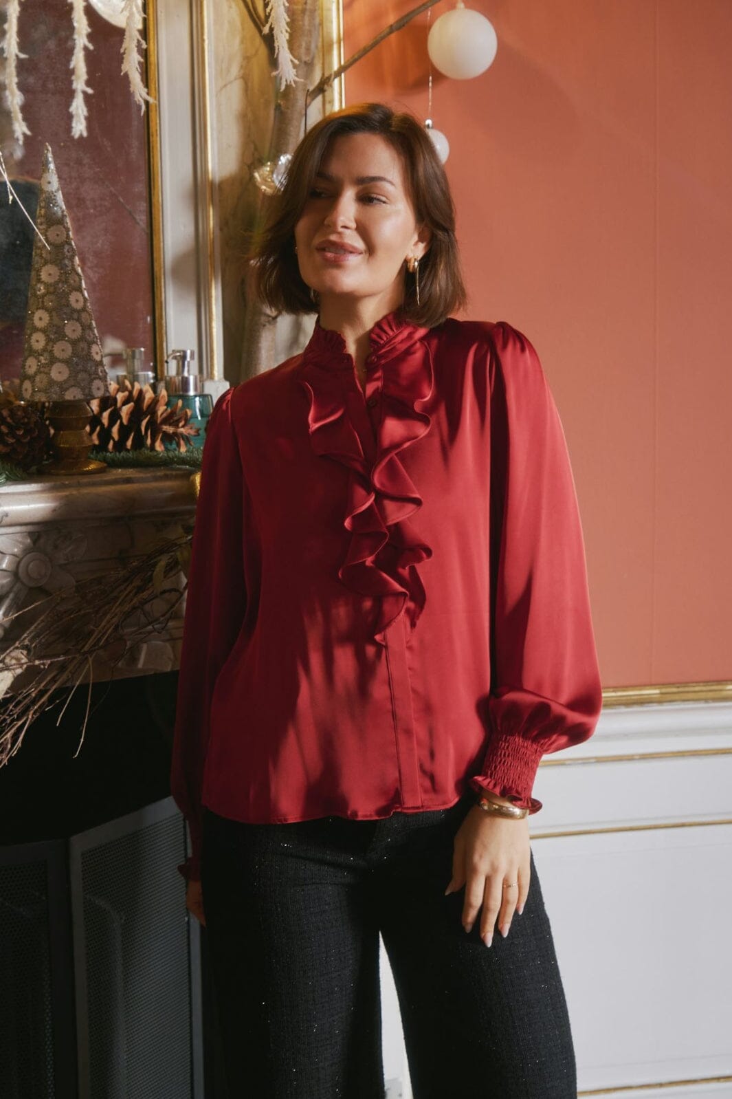 Neo Noir - Zamola Blouse 166450 - 321 - Dark Red Bluser 