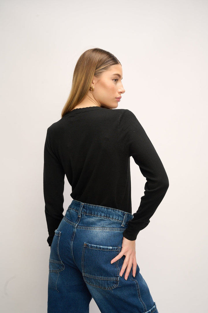 Noella - Ayla Knit Sweater - 004 Black Strikbluser 