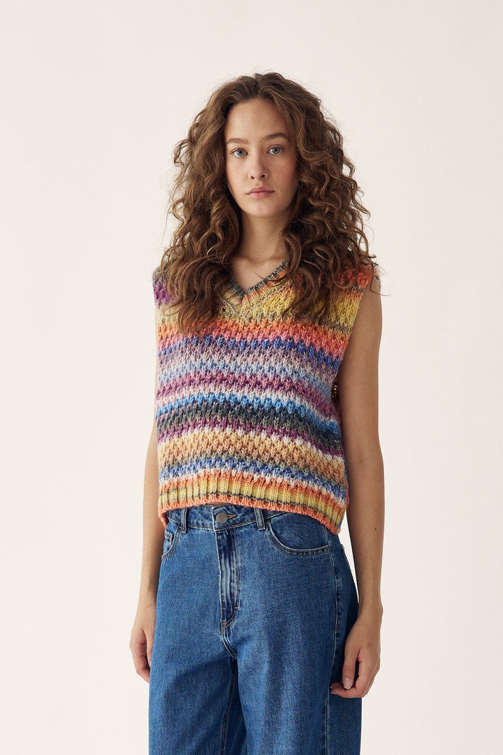 Noella - Gio Knit Vest - 544 Multi Mix Strikbluser 