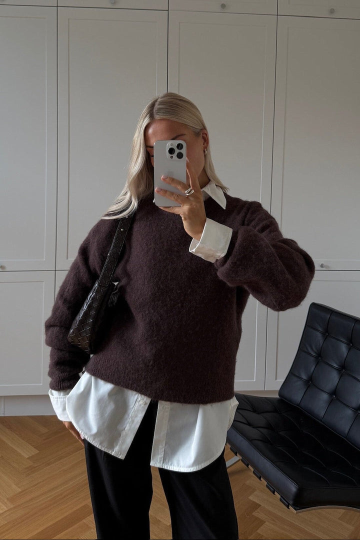 Noella - Kae Knit 12940085 - 1471 - Medium Brown Strikbluser 