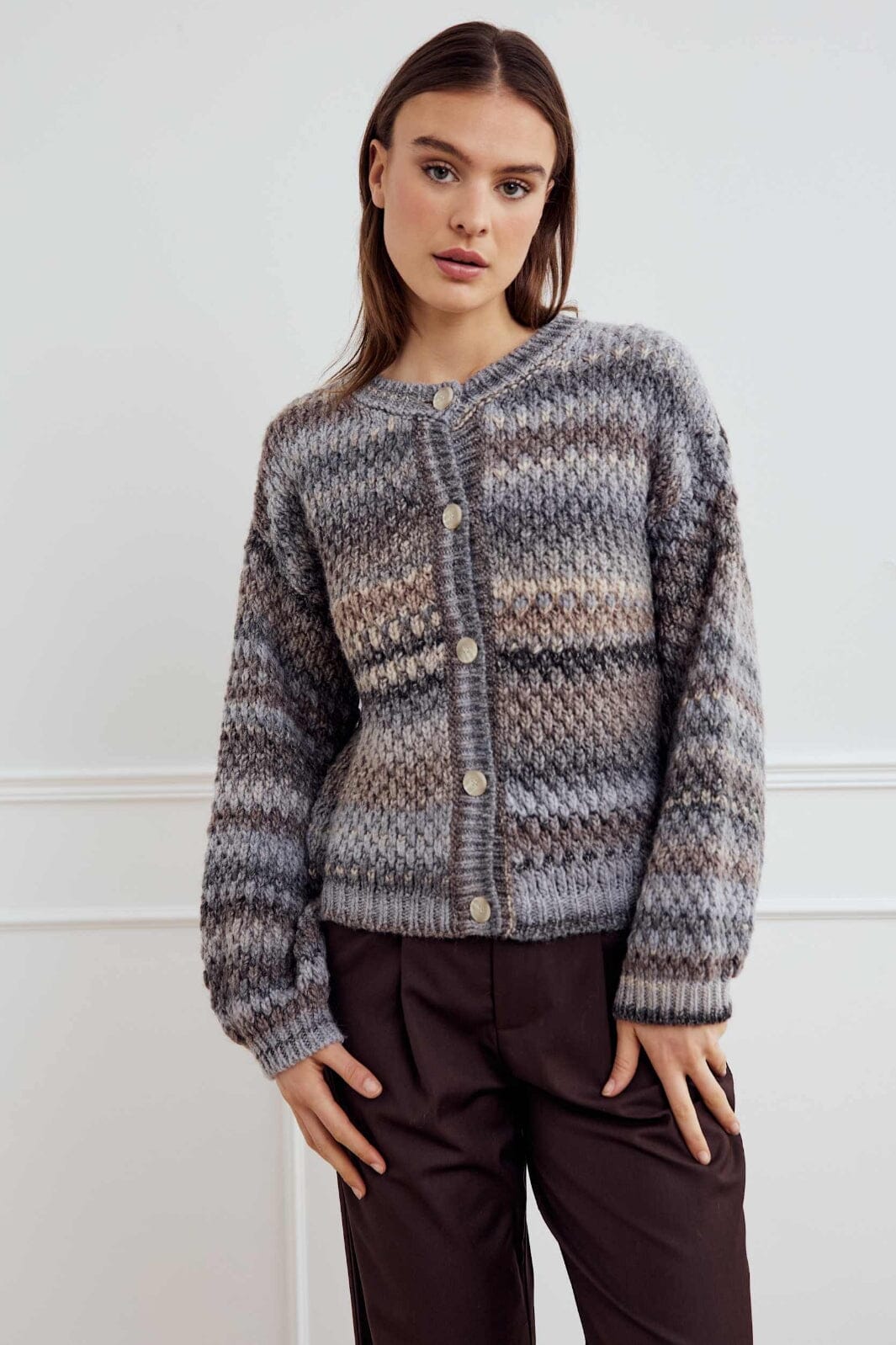 Noella - Kae Knit Cardigan 10870001 - 906 - Light Grey Mix