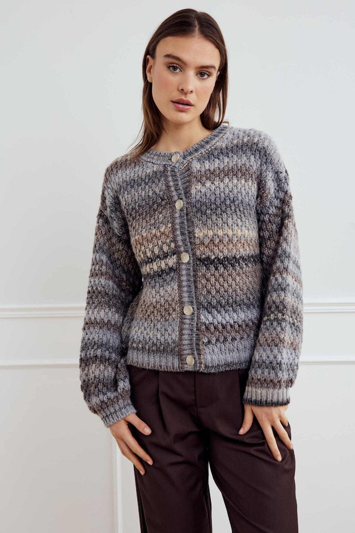 Noella - Kae Knit Cardigan 10870001 - 906 - Light Grey Mix