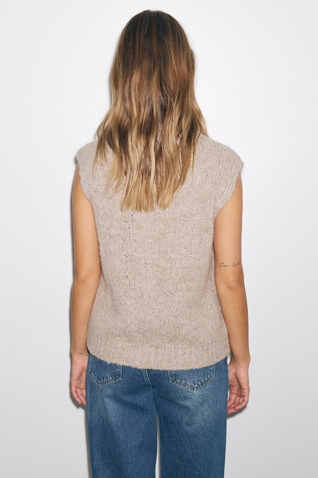 Noella - Kala Knit Vest 11162185 - Oatmeal Strikbluser 
