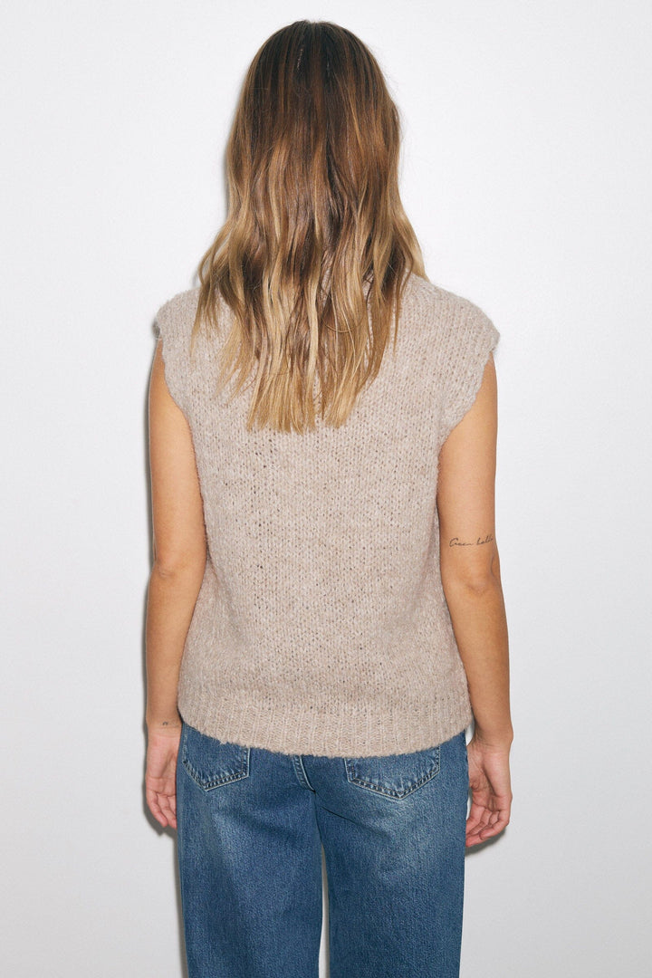 Noella - Kala Knit Vest 11162185 - Oatmeal Strikbluser 