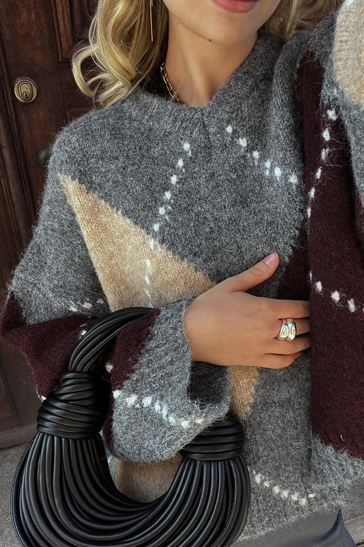 Noella - Lai Knit 14670001 - 003 - Medium Grey Mel. Strikbluser 