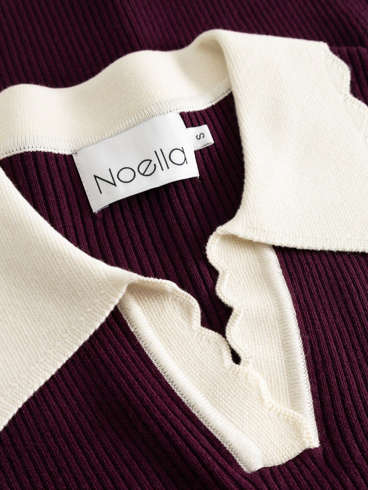 Noella - Lilo Polo Knit 13800002 - 1358 - Wine Sugar Combo Strikbluser 