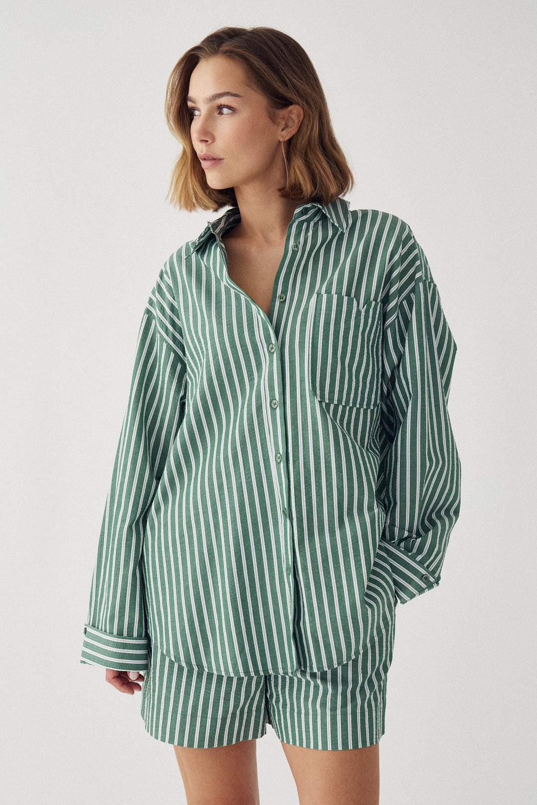 Noella - N-Layne Shorts 15640002 - 1452 - Drayton Green Stripe Shorts 