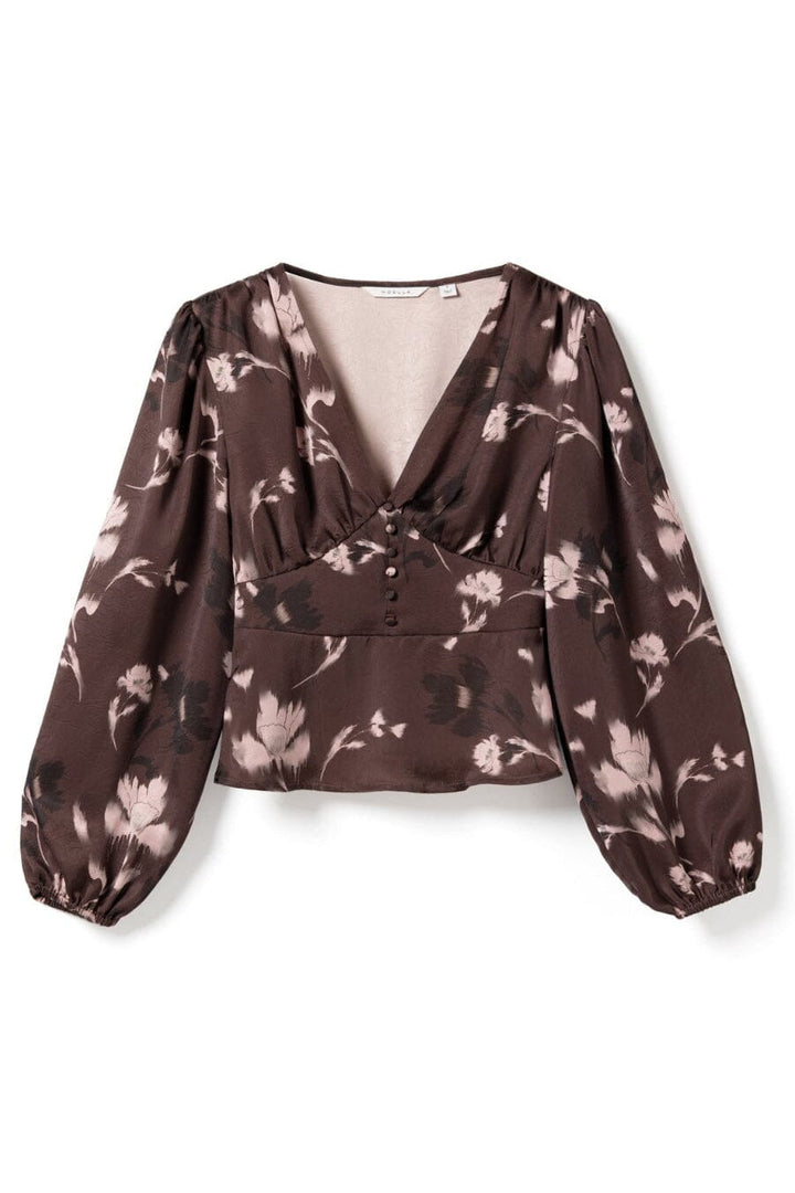 Noella - N-Lilith Ls Top 15910002 - 1473 - Dena Burgundy Print Skjorter 