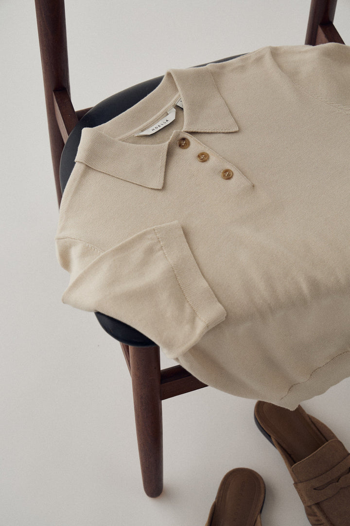 Noella - N-Maxine Ss Knit 14990003 - 1206 - Oyster Strikbluser 