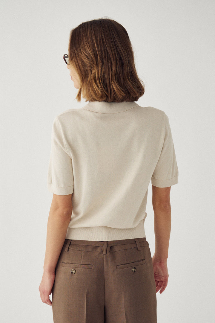 Noella - N-Maxine Ss Knit 14990003 - 1206 - Oyster Strikbluser 