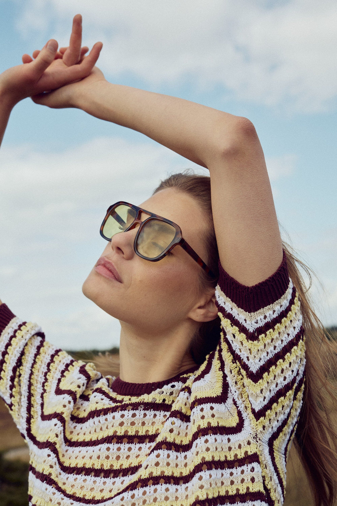 Noella - N-Maylin Knit 15770001 - 1459 - Dinah Brown Stripe Strikbluser 