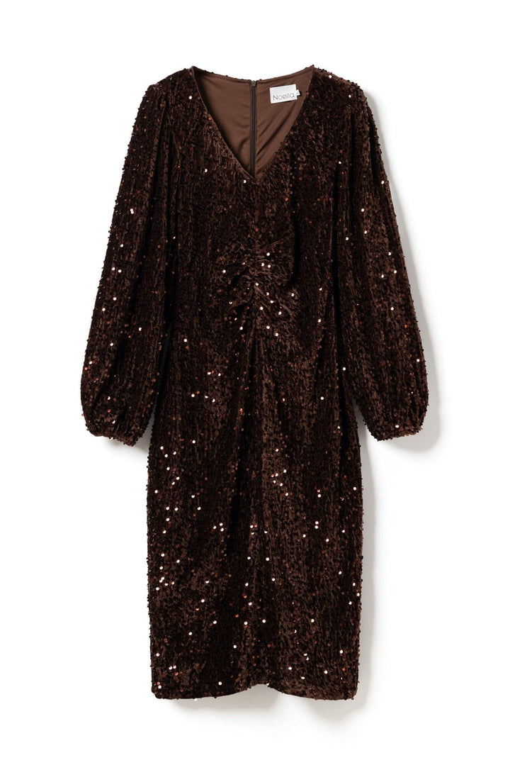 Noella - Teagan Lg Dress - 1021 Chocolate Brown Kjoler 