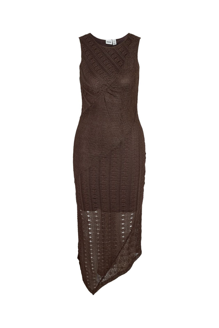 Noisy May - Nmbailey S/L Lace Assym Dress - 5122651 Chocolate Brown