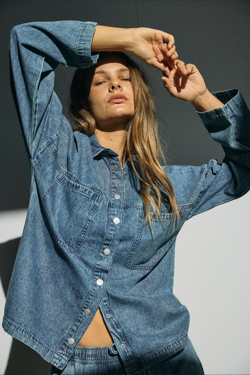 Noisy May - Nmenza L/S Oversize Shirt Mg004Mb - 4919956 Medium Blue Denim