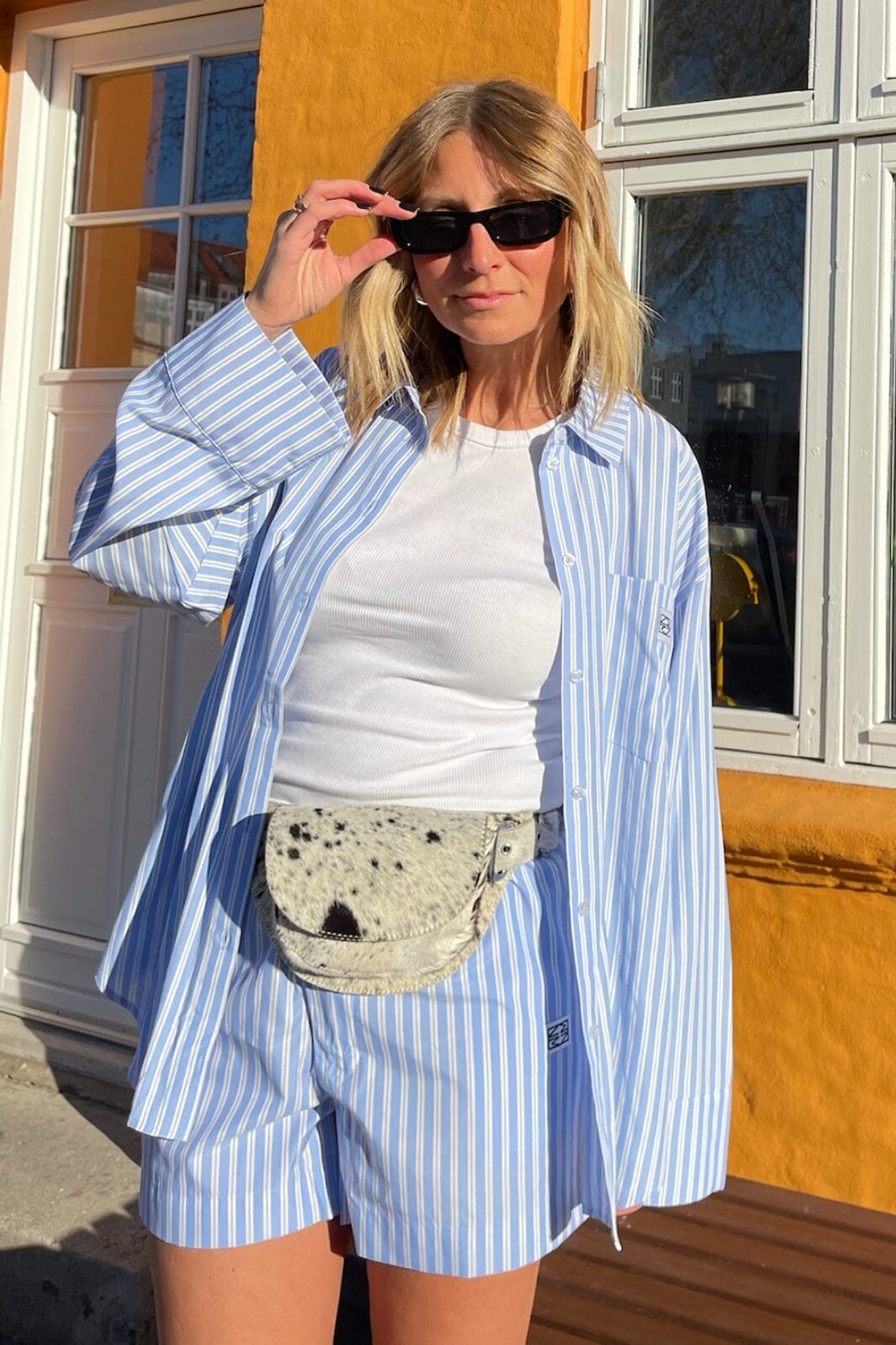 Noisy May - Nmfrida L/S Button Shirt S* - 4791255 Sky Blue White Skjorter 