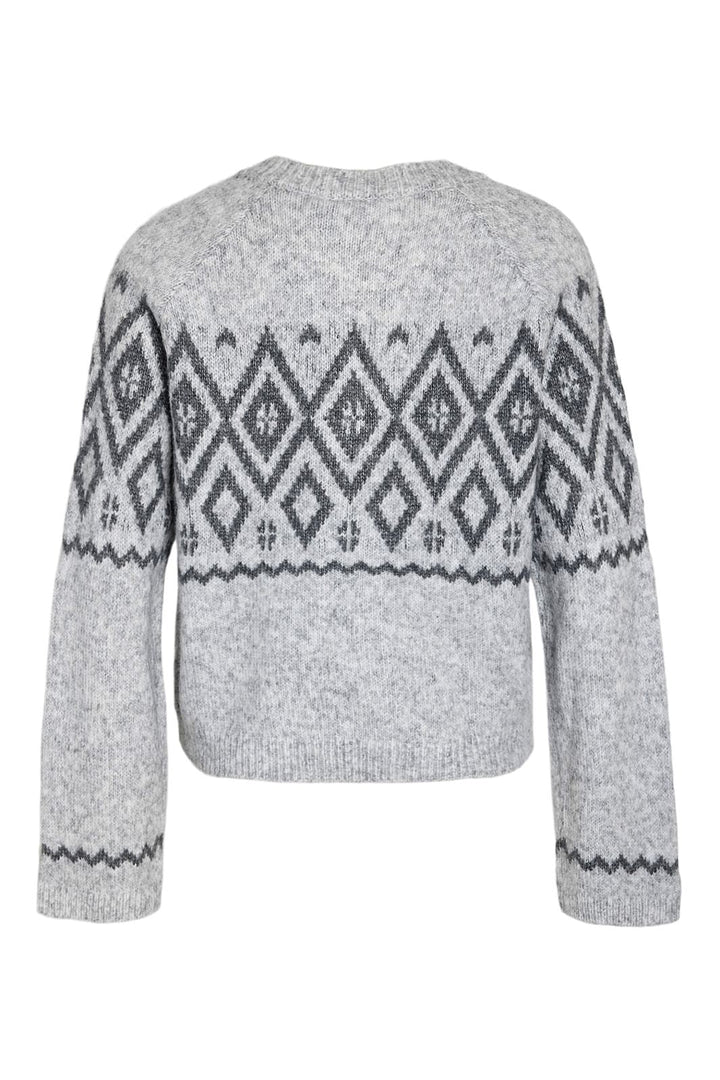 Noisy May - Nmhilda L/S O-Neck Fairisle Cardigan - 5163599 Light Grey Melange Dgm