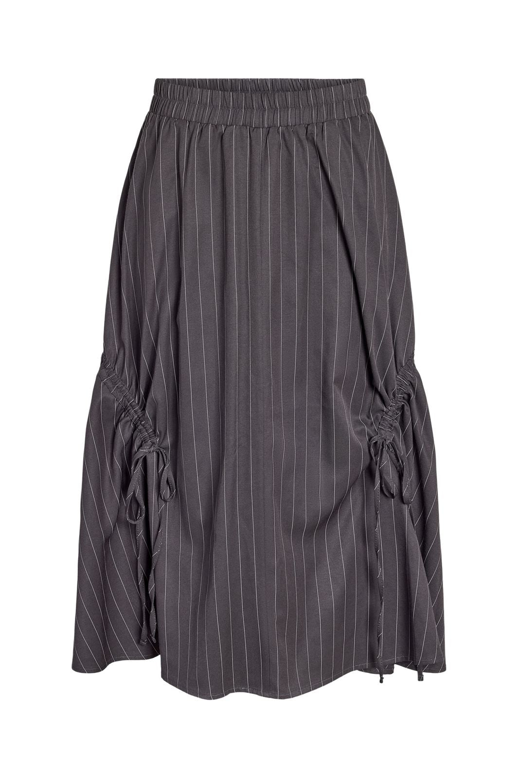 Noisy May - Nmjuniper String Detail Midi Skirt - 5175239 Charcoal Gray Pinstripe