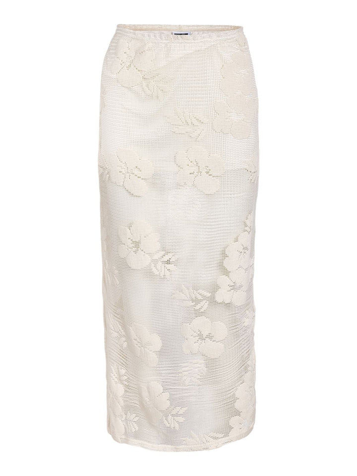 Noisy May - Nmklea Long Flower Lace Back Slit Skirt - 4821930 Birch