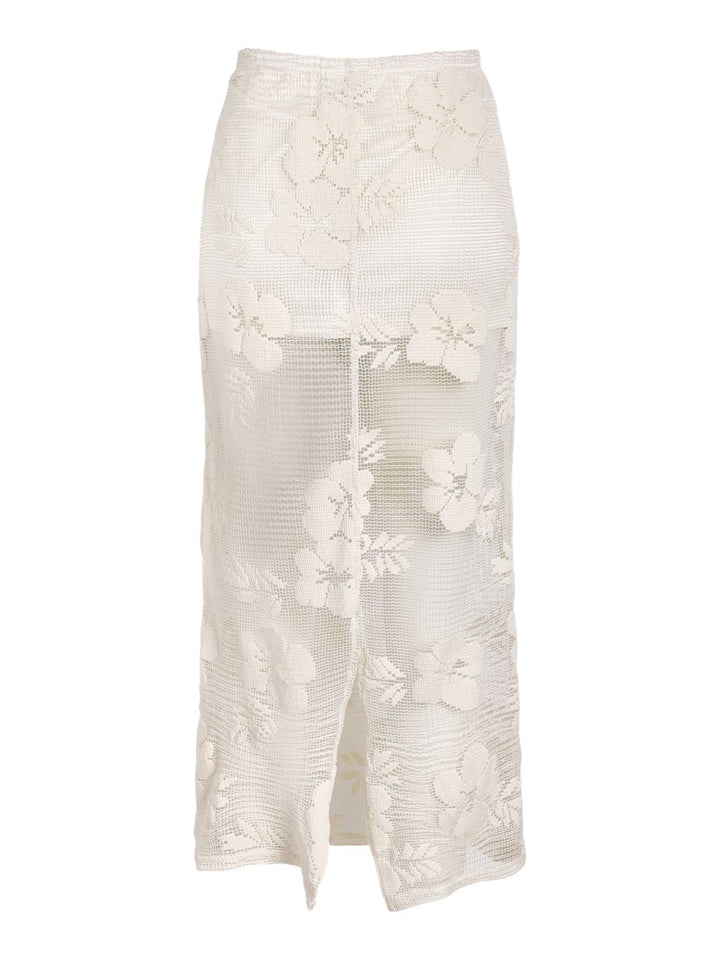 Noisy May - Nmklea Long Flower Lace Back Slit Skirt - 4821930 Birch