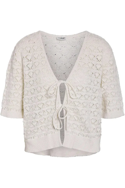 Noisy May - Nmlaika S/S Tie Knit Top Fwd - 4946488 Birch Cardigans 