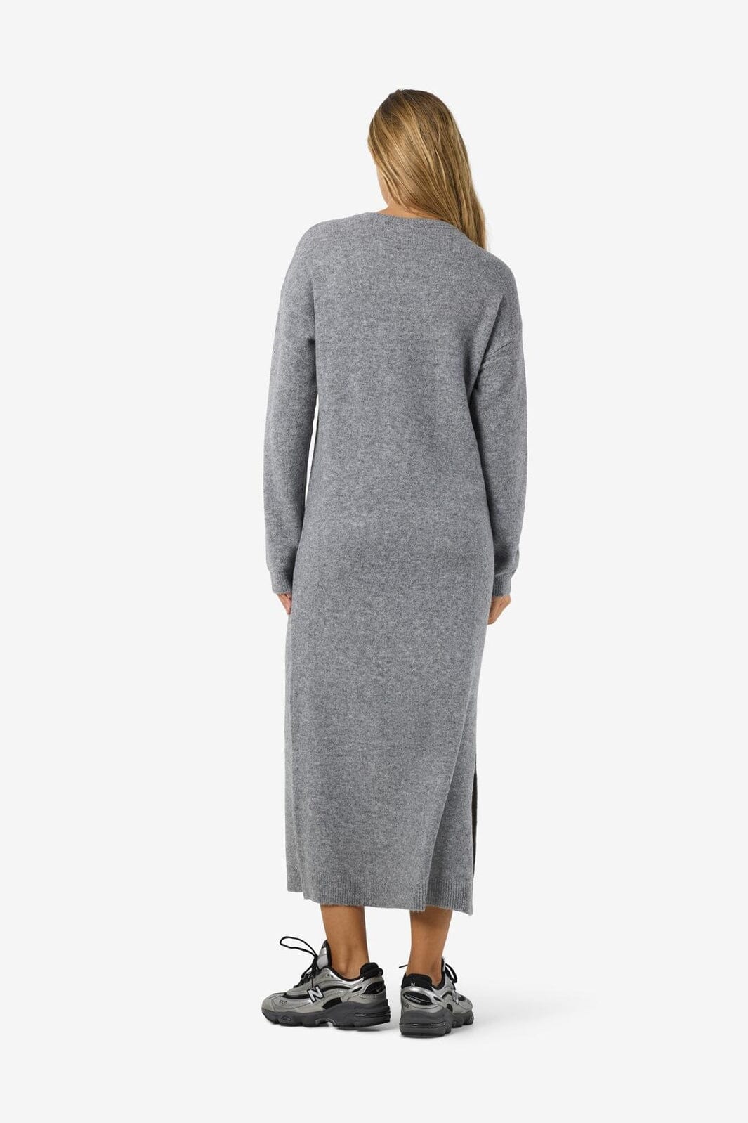 Noisy May - Nmlizette L/S Midi Knit Dress - 5027143 Medium Grey Melange