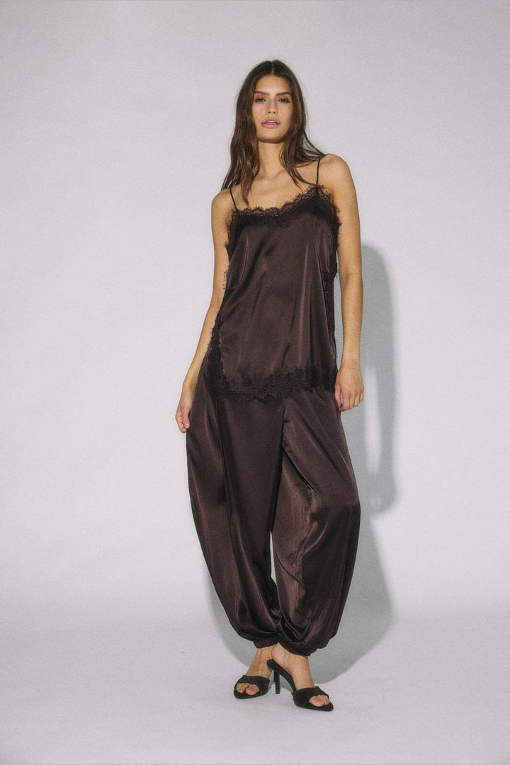 Noisy May - Nmlouise Sl Strap Lace Top - 5081990 Chocolate Brown
