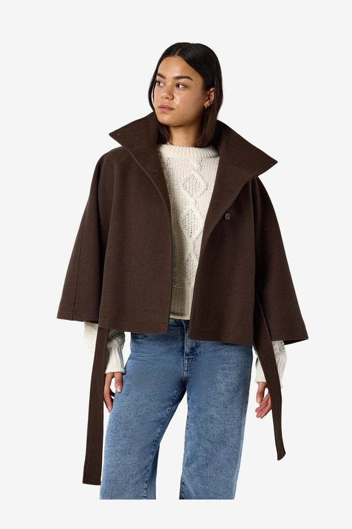 Noisy May - Nmlucy Cape Jacket - 5103003 Chocolate Brown Melange