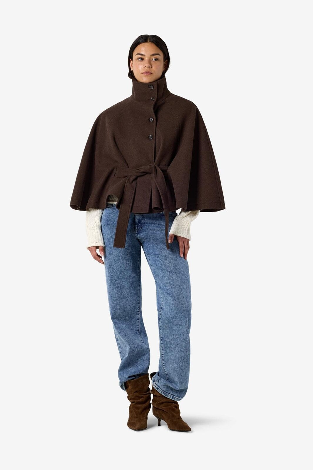 Noisy May - Nmlucy Cape Jacket - 5103003 Chocolate Brown Melange