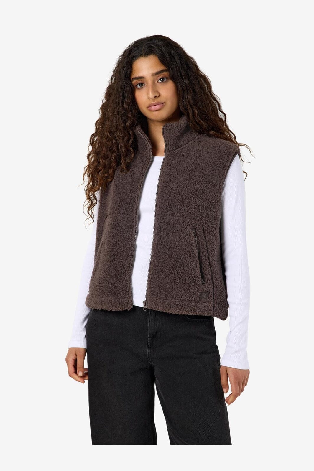 Noisy May - Nmmasey Short Teddy Vest - 5138440 Chocolate Brown